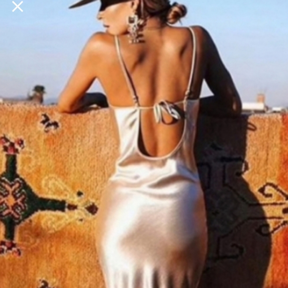 Gold backless Slip Dress - Picture 4 of 15